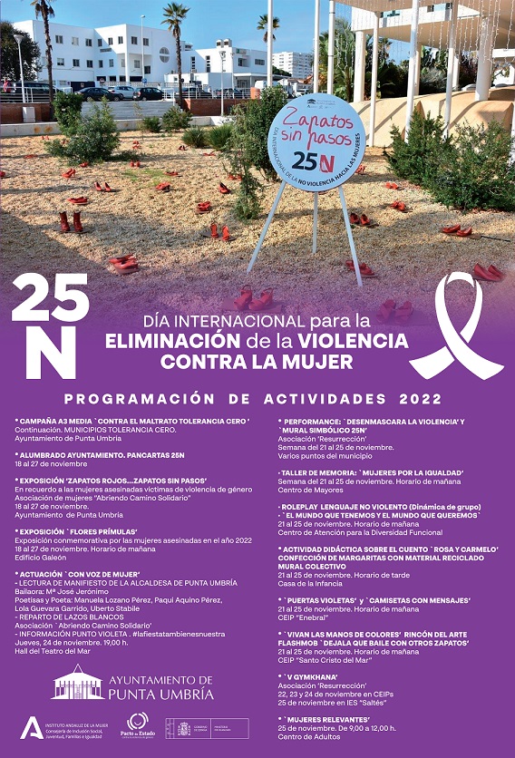 Punta Umbría celebra el Día Internacional para la Eliminación de la Violencia contra la Mujer con una amplia programación