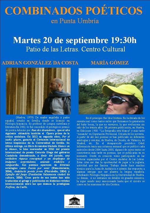 Adrián González y Ana Gómez cierran el ciclo 'Combinados Poéticos'