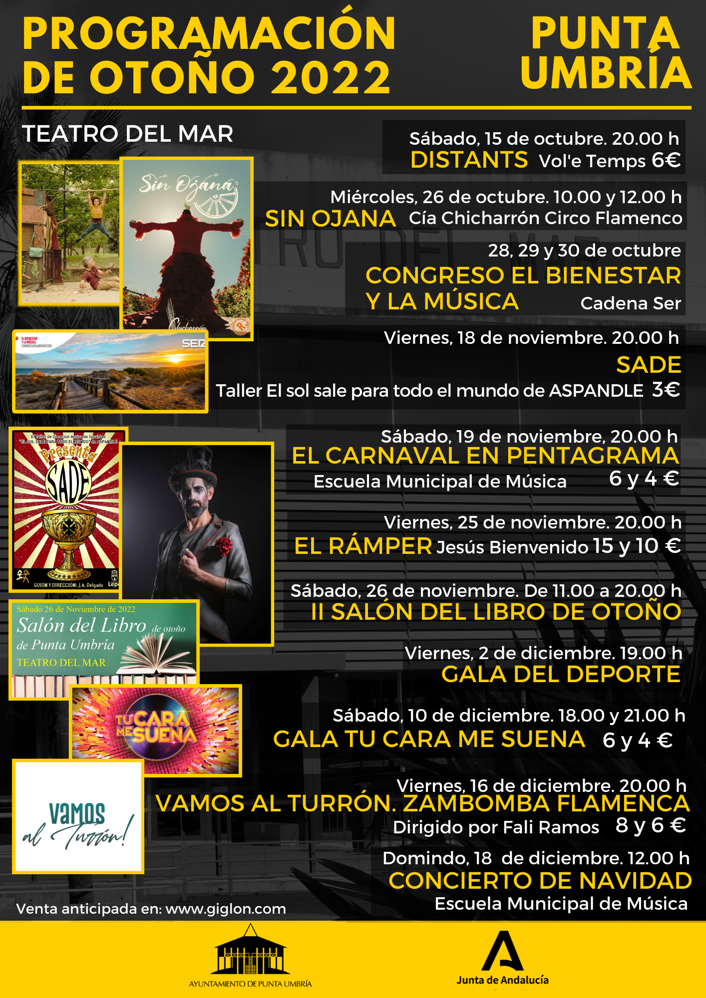 Punta Umbría cierra un completo programa cultural de Otoño con once espectáculos en el Teatro del Mar