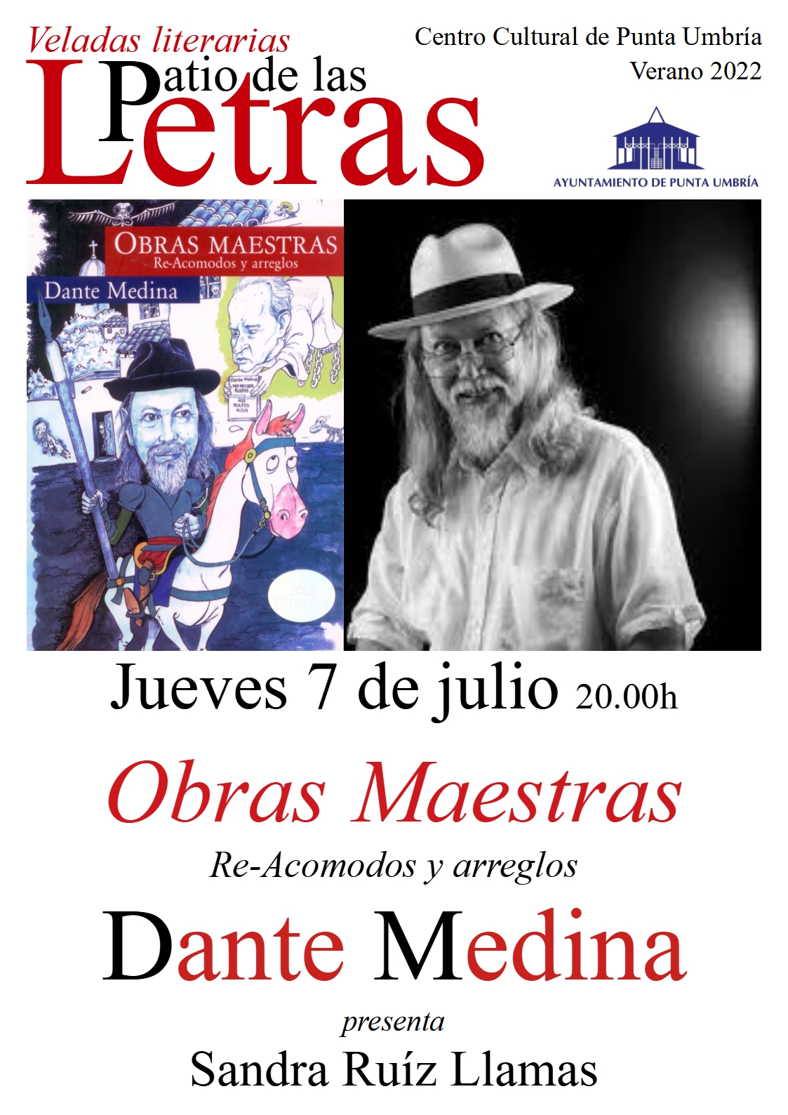 El mexicano Dante Medina protagoniza las veladas literarias del Patio de las Letras de Punta Umbría