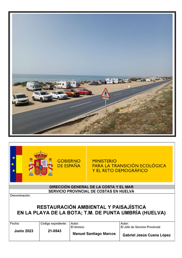 El alcalde de Punta Umbría denuncia que Costas quiere eliminar toda la zona de aparcamientos de la playa de La Bota